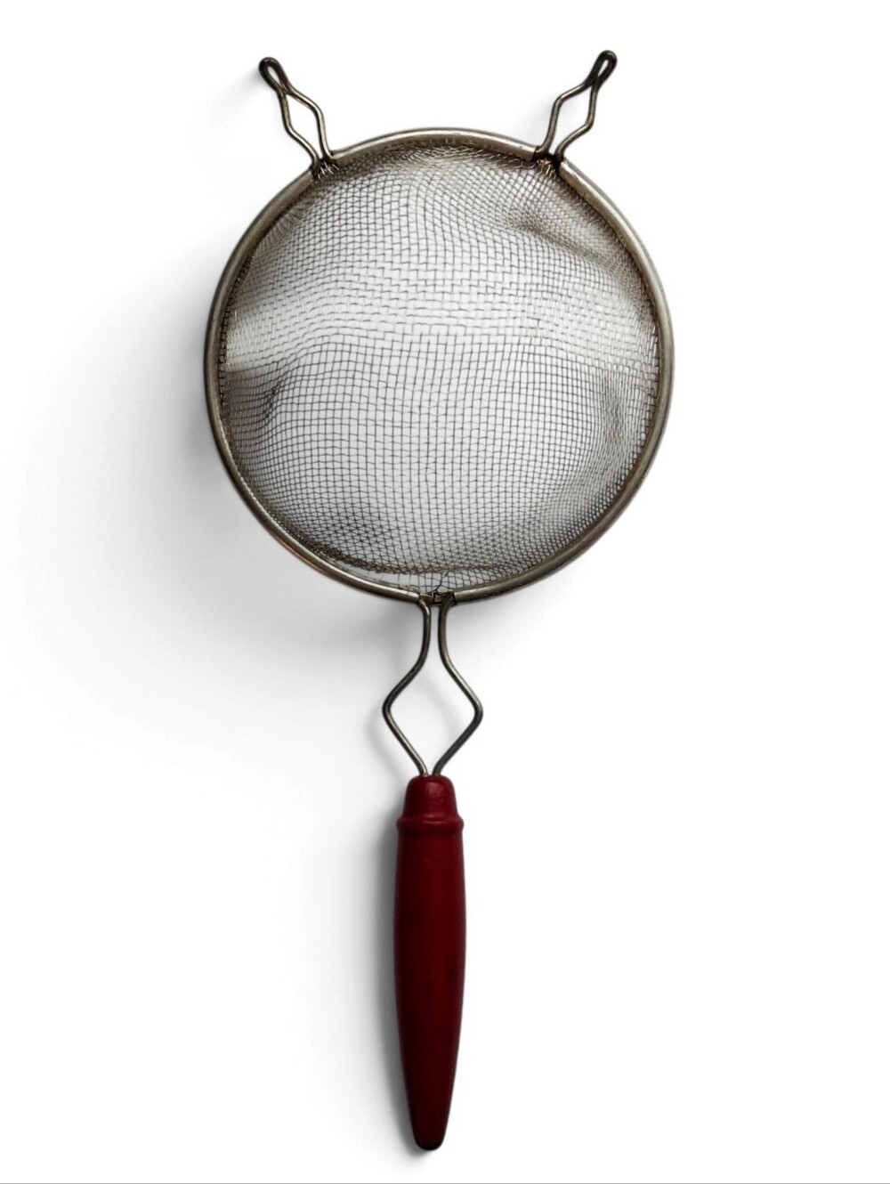 Vintage Red A&J Ajax Mesh Sieve Strainer Sifter Wood Handle Farmhouse Decor
